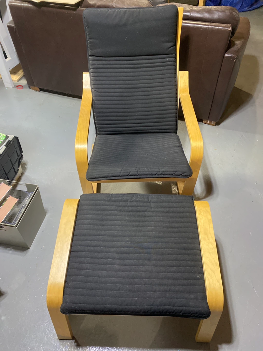 2 Black Armchair and Ottoman Set - photo 2