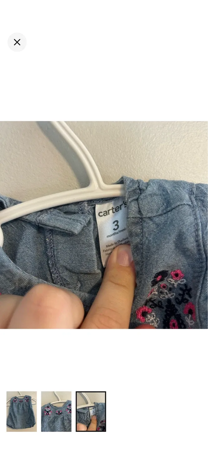 Carter's Baby Girl Denim Dress - 3 Months - photo 3