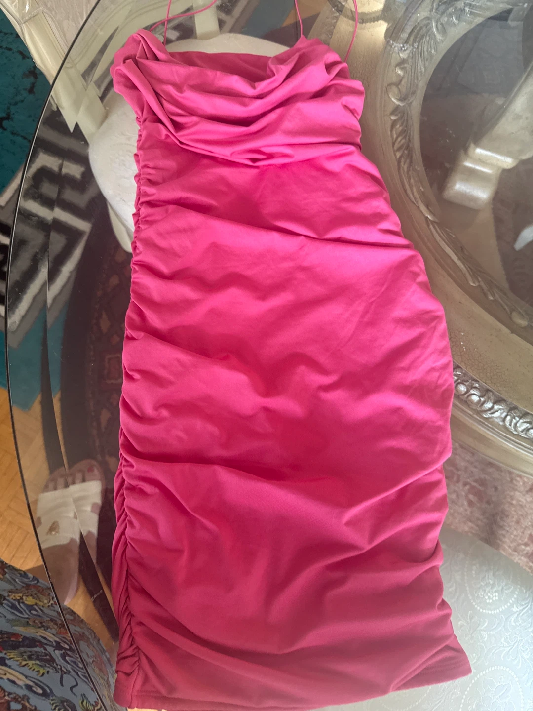 Pink Ruched Bodycon Dress
