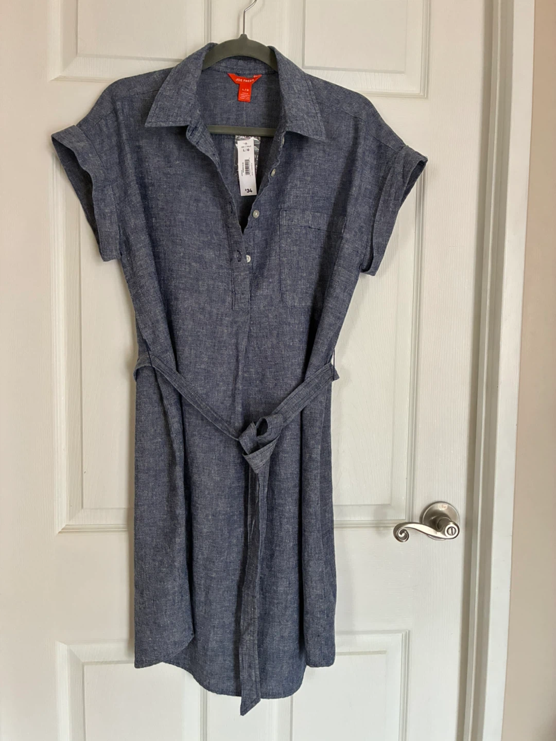 Joe Fresh Blue Linen Blend Shirtdress - Size L