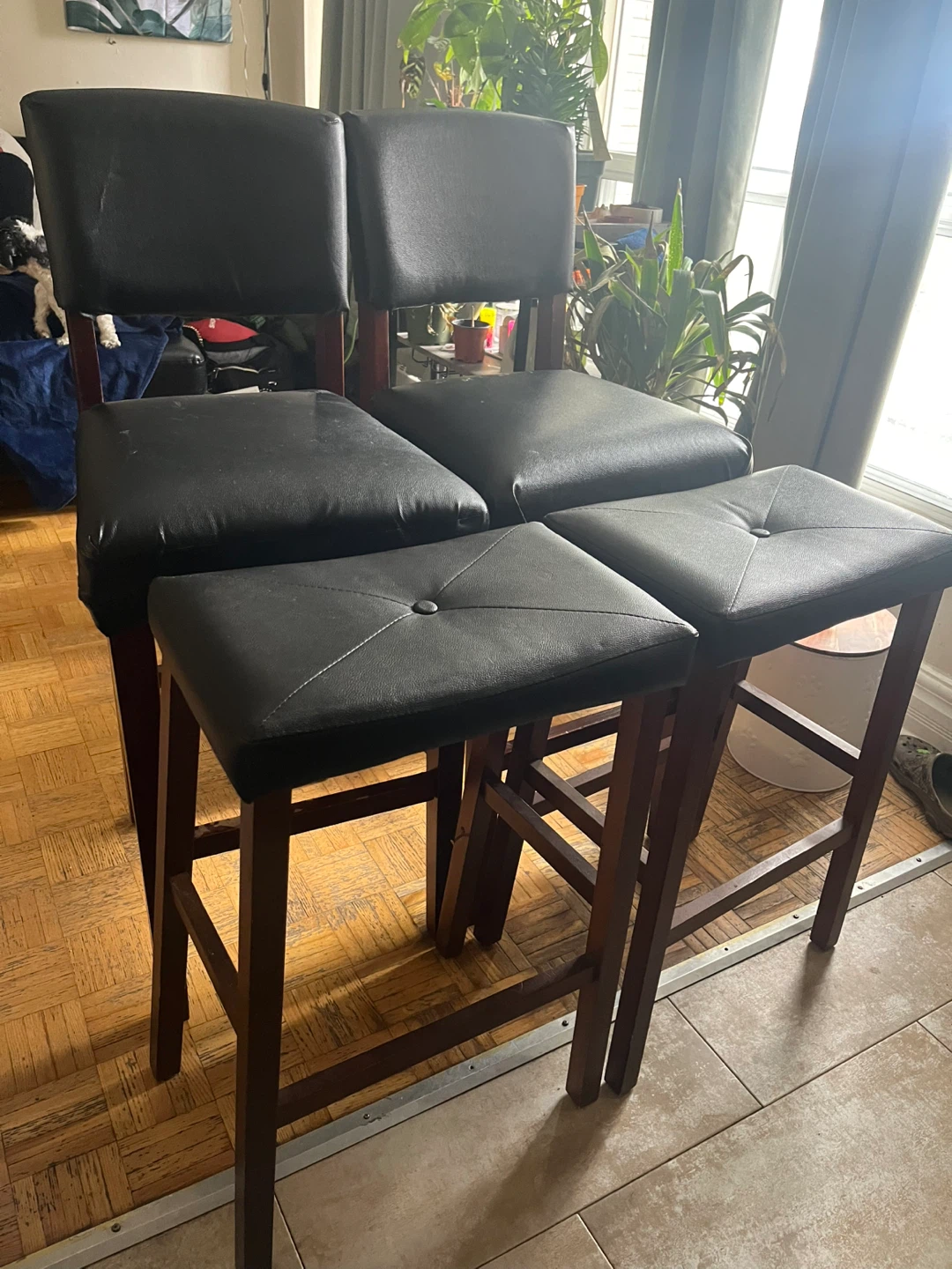 Black Counter Height Table with 4 Chairs