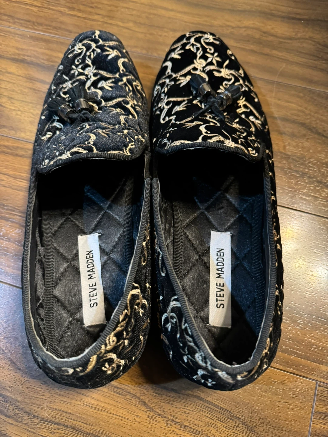 Steve Madden Black & Gold Velvet Loafer Men's - photo 3