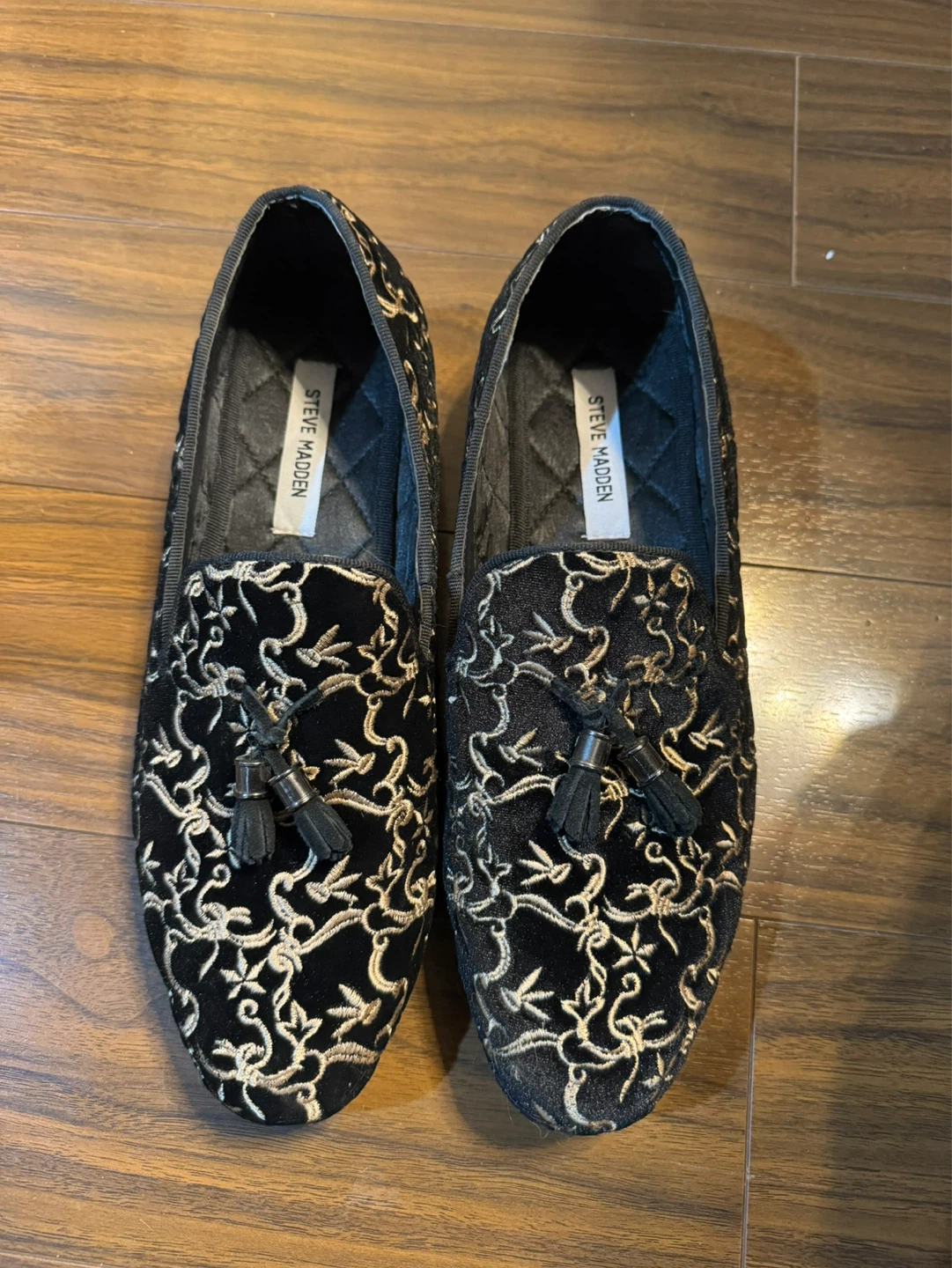 Steve Madden Black & Gold Velvet Loafer Men's - photo 2