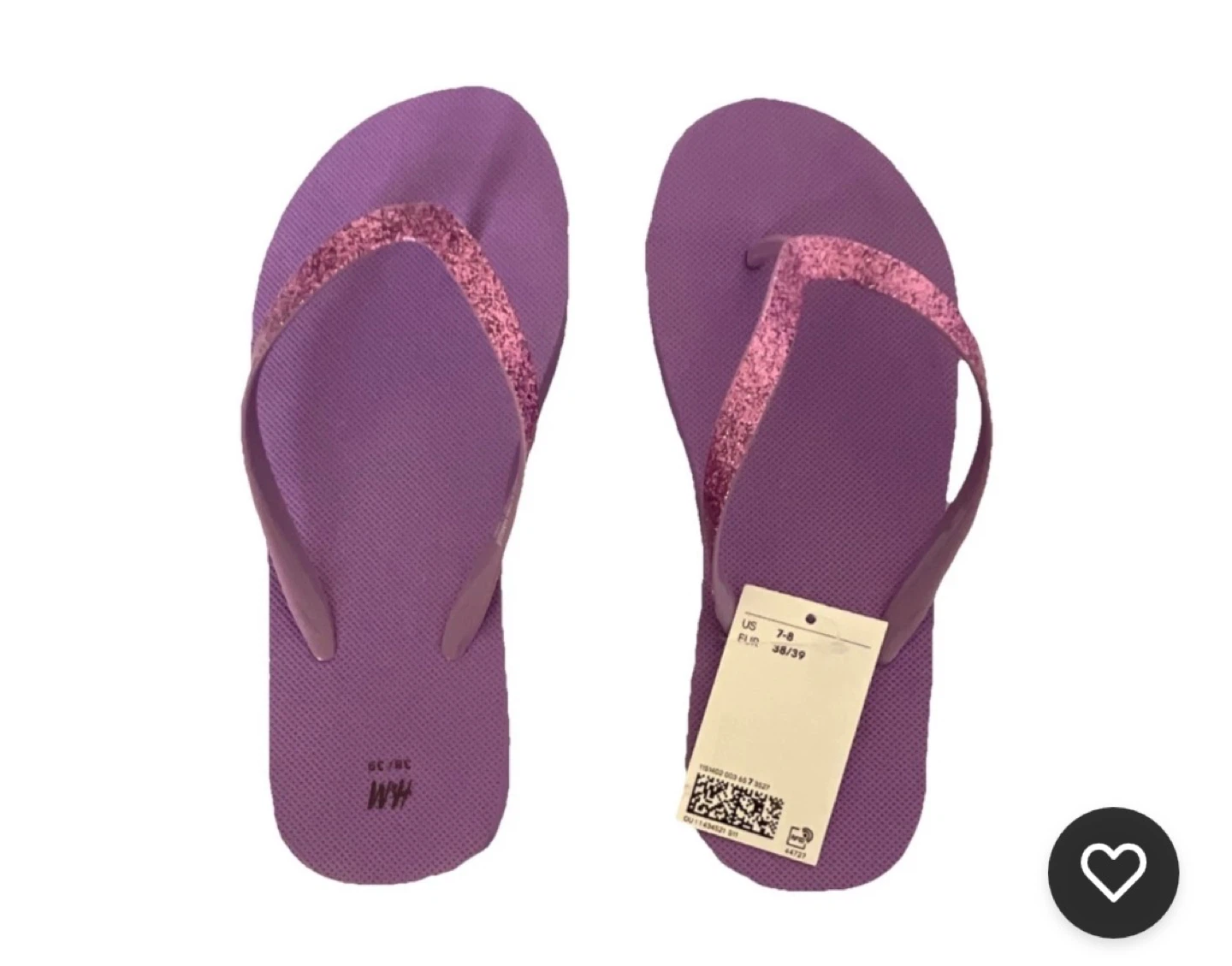 H&M Women's Purple 💜 Glitter Flip Flops 🩴 Size 7-8
