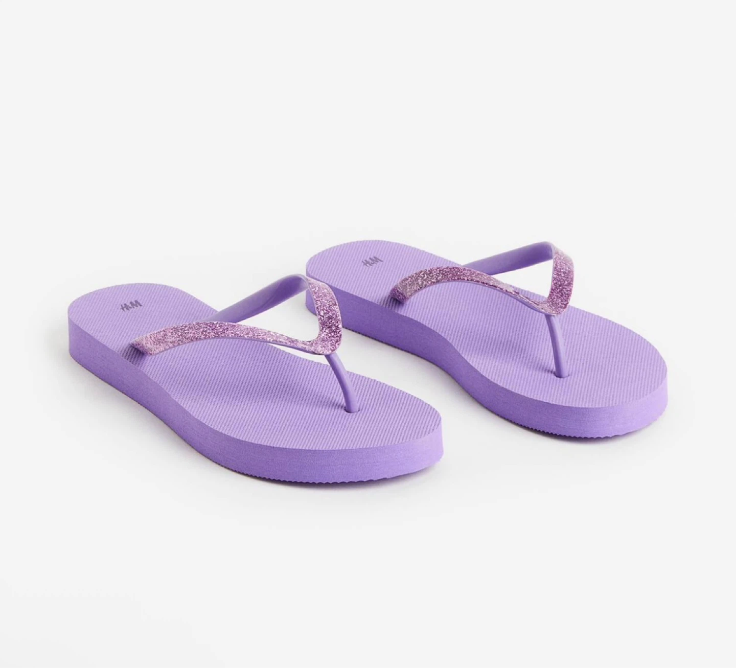 H&M Women's Purple 💜 Glitter Flip Flops 🩴 Size 7-8 - photo 2