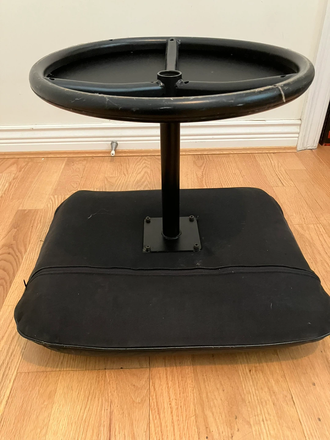 Black Faux Leather Footstool Ottoman - photo 4