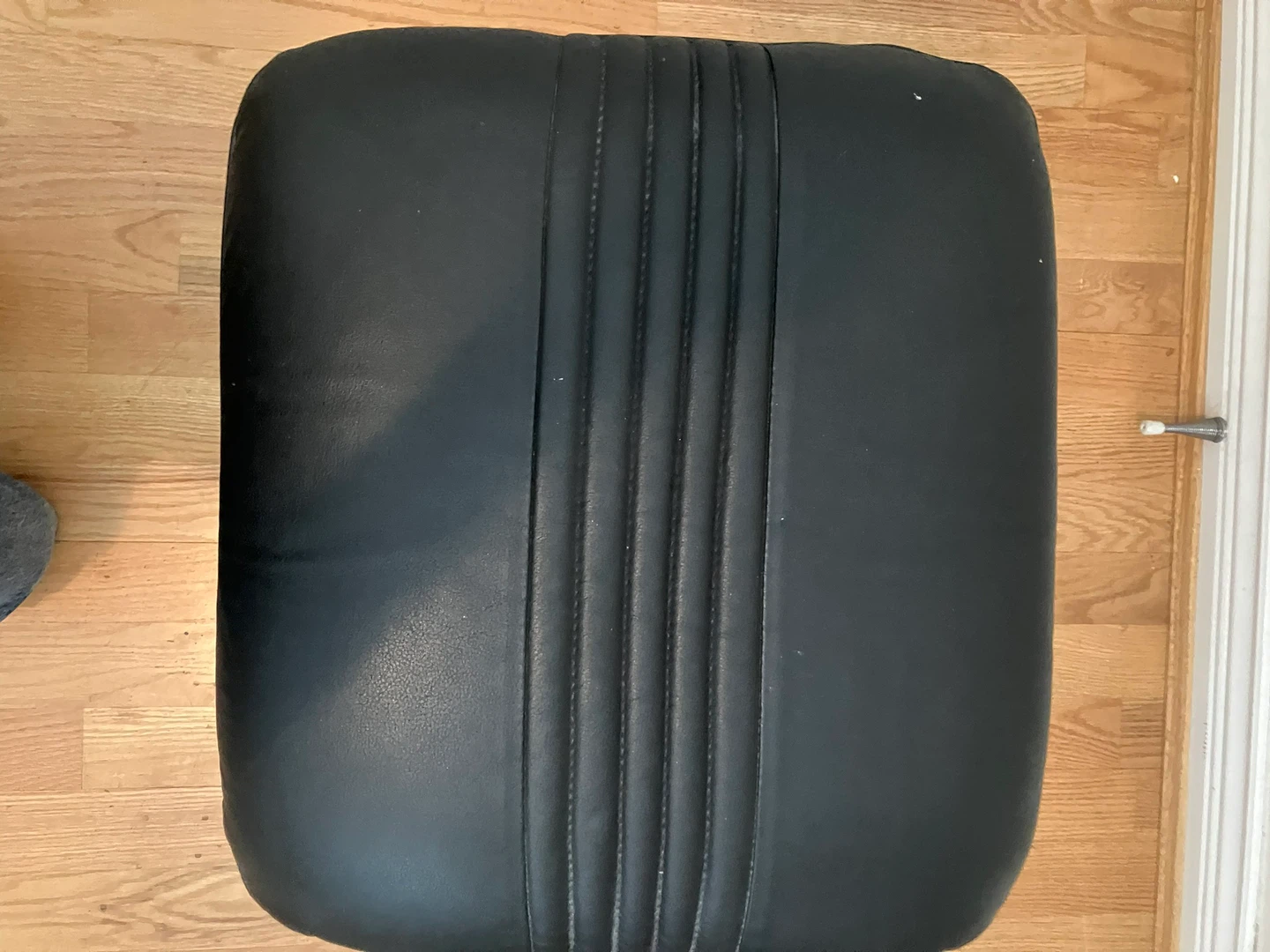 Black Faux Leather Footstool Ottoman - photo 2