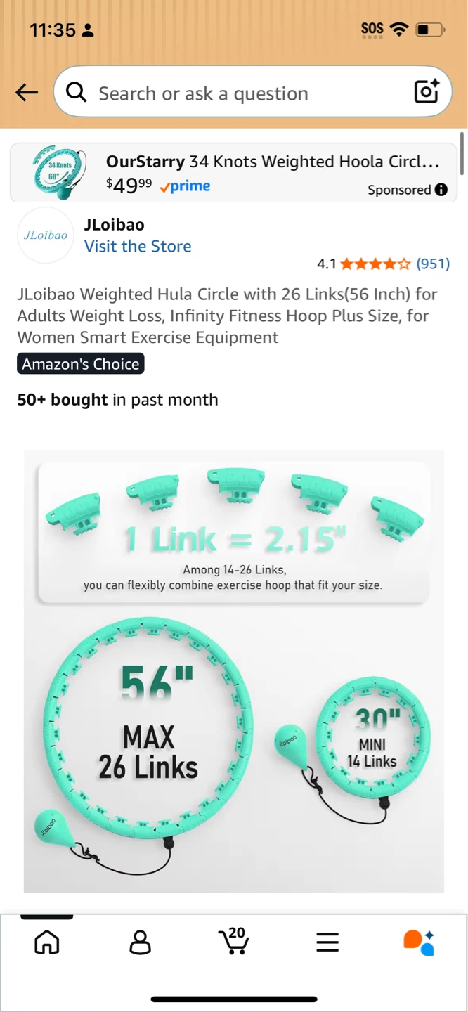 JLoibao Weighted Hula Hoop 56 Inch Blue Green - photo 2