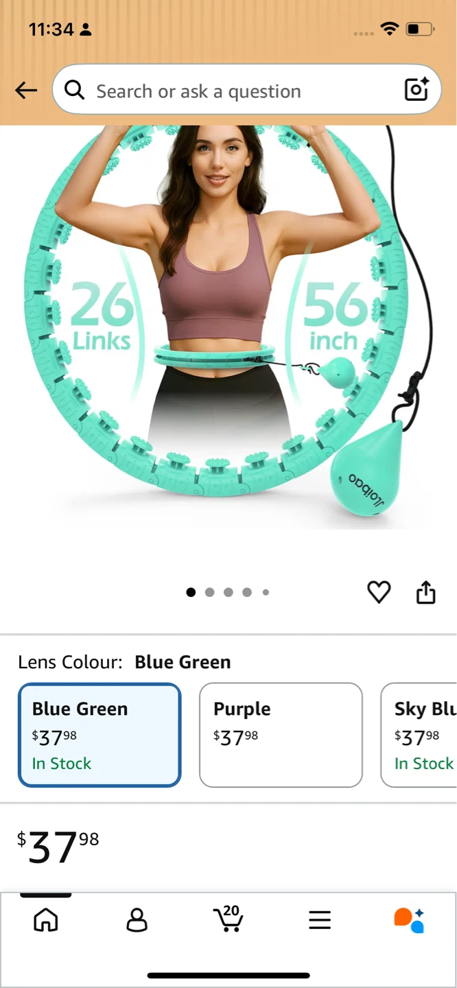 JLoibao Weighted Hula Hoop 56 Inch Blue Green