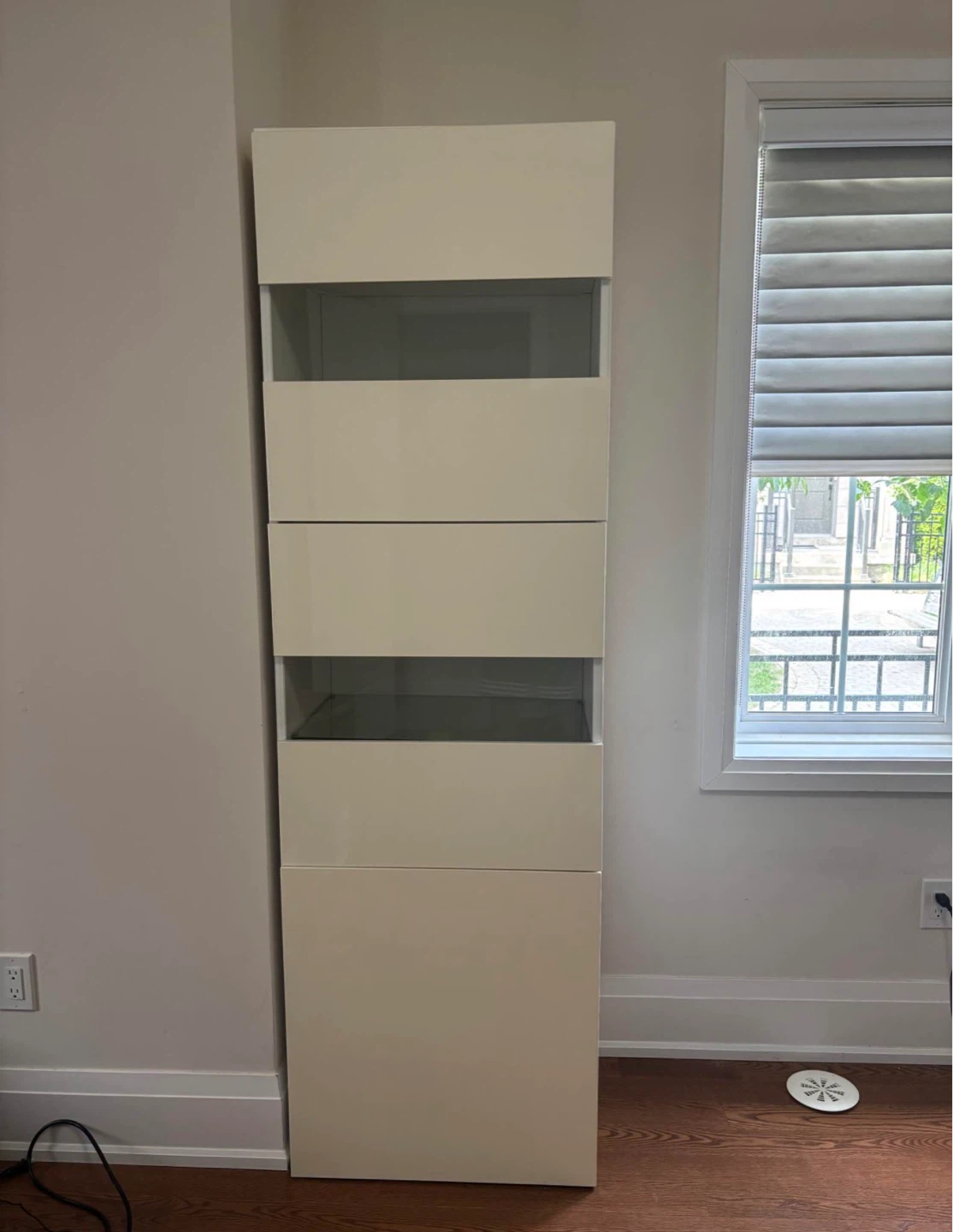 White Display Cabinet with Glass Doors