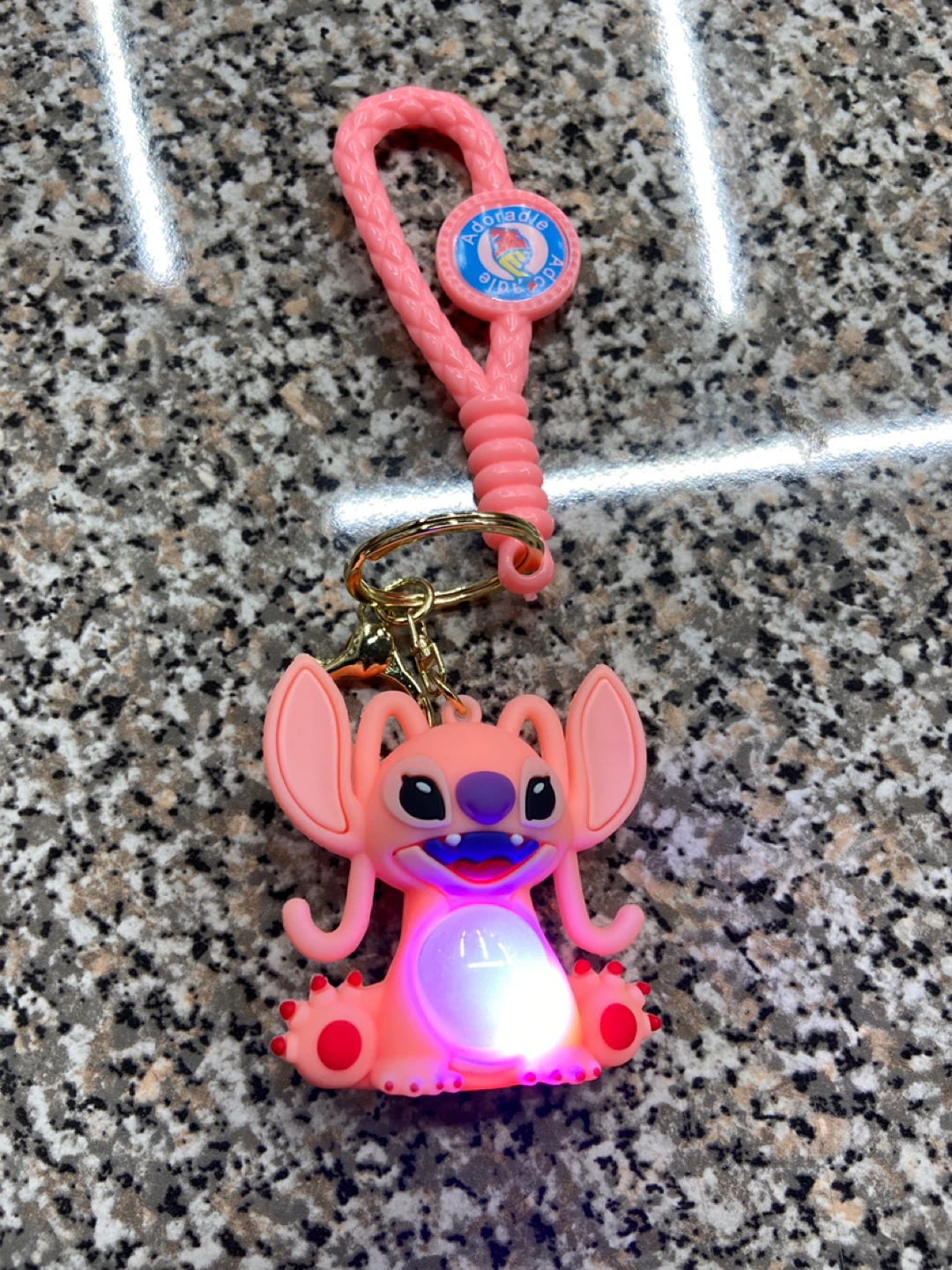 Pink Angel Stitch Keychain with Light- pick one free itam
