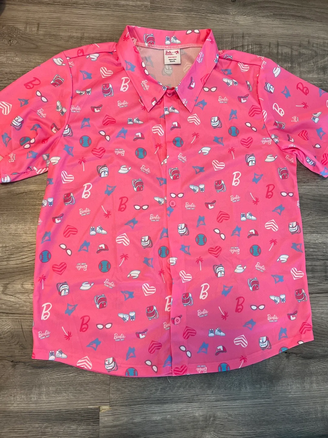 Barbie/ Blue Jays Pink Button-Up Shirt