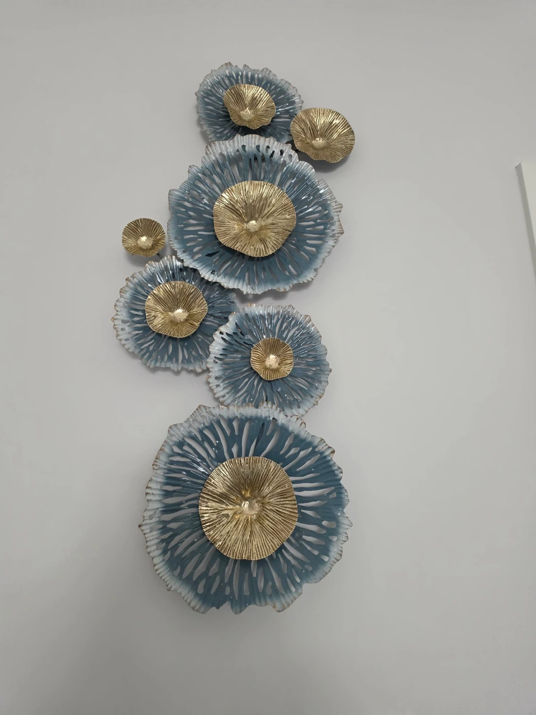 Metal Flower Wall Art Set - Blue & Gold