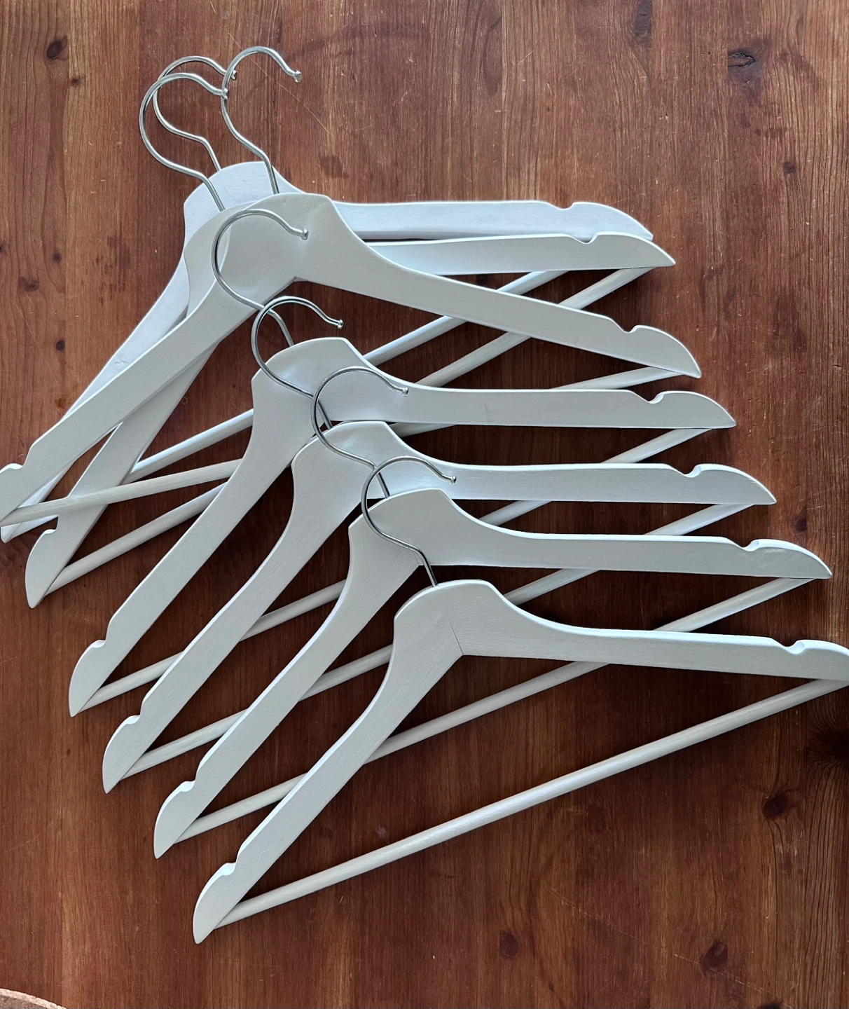White Wooden Clothes Hangers - Set of 7