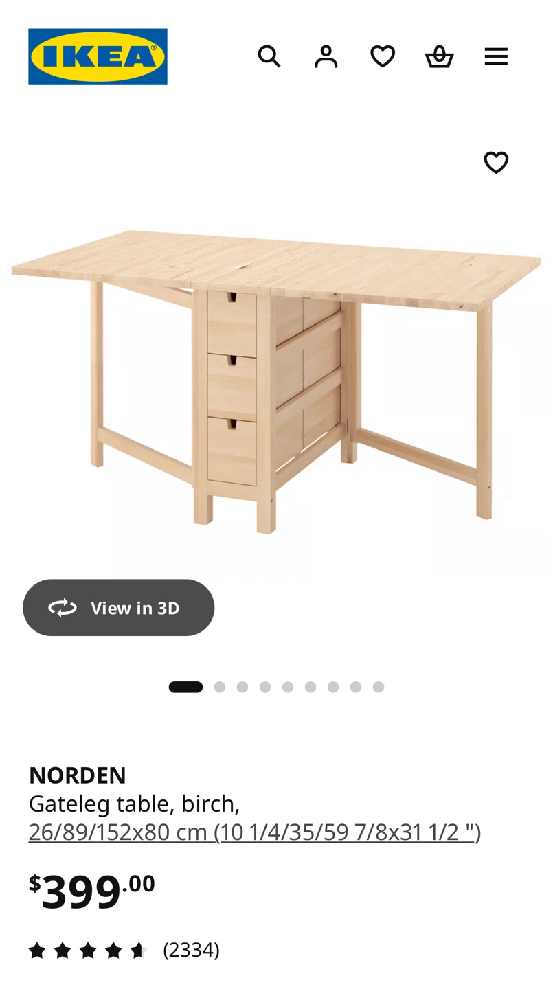 (Retail $450)IKEA Gateleg Dining/Study Table - Norden - photo 5