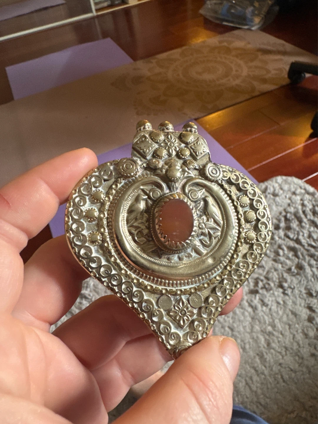 Silver antique heart pendant