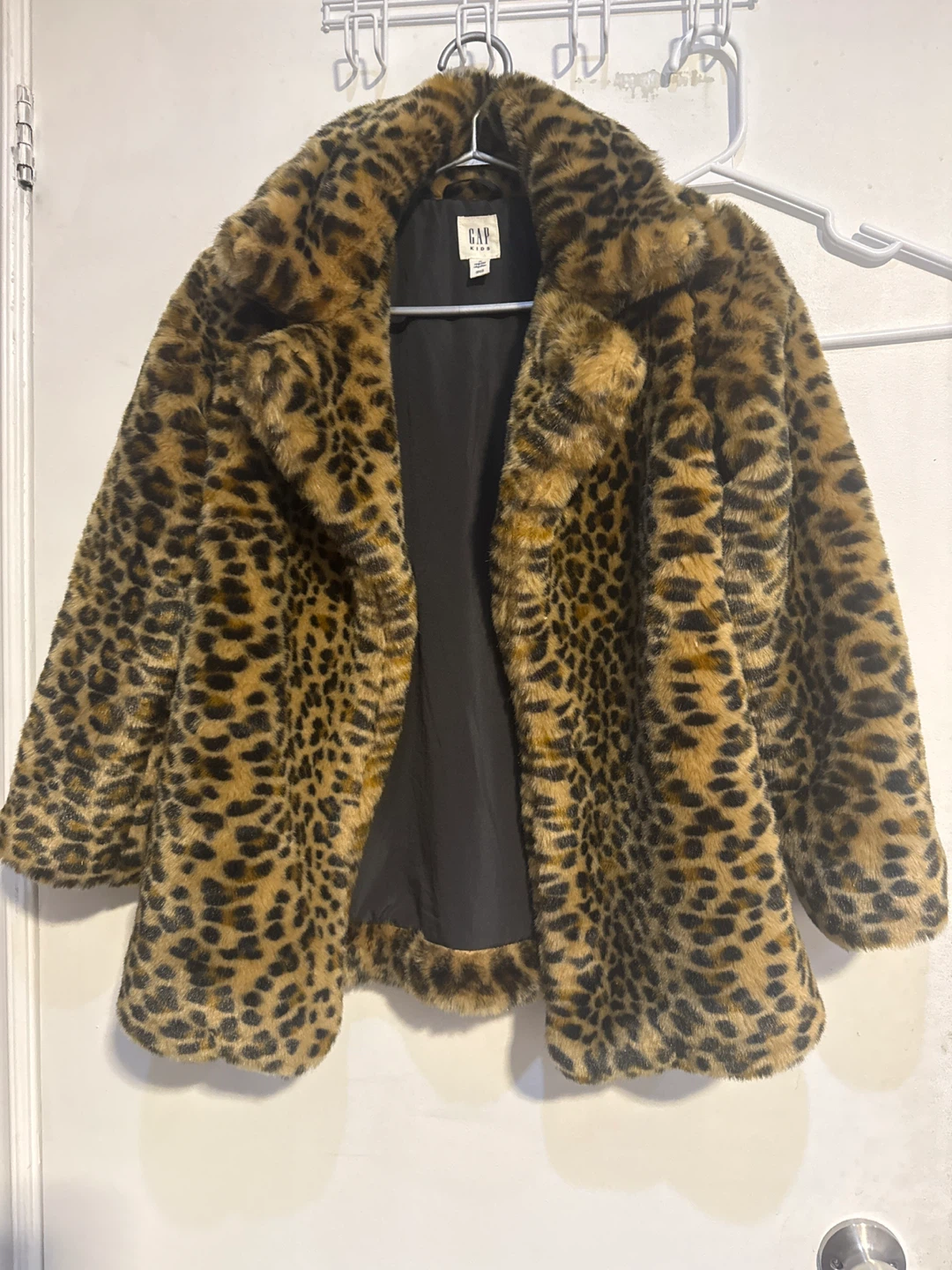 Gap Kids Leopard Print Faux Fur Coat - Size M