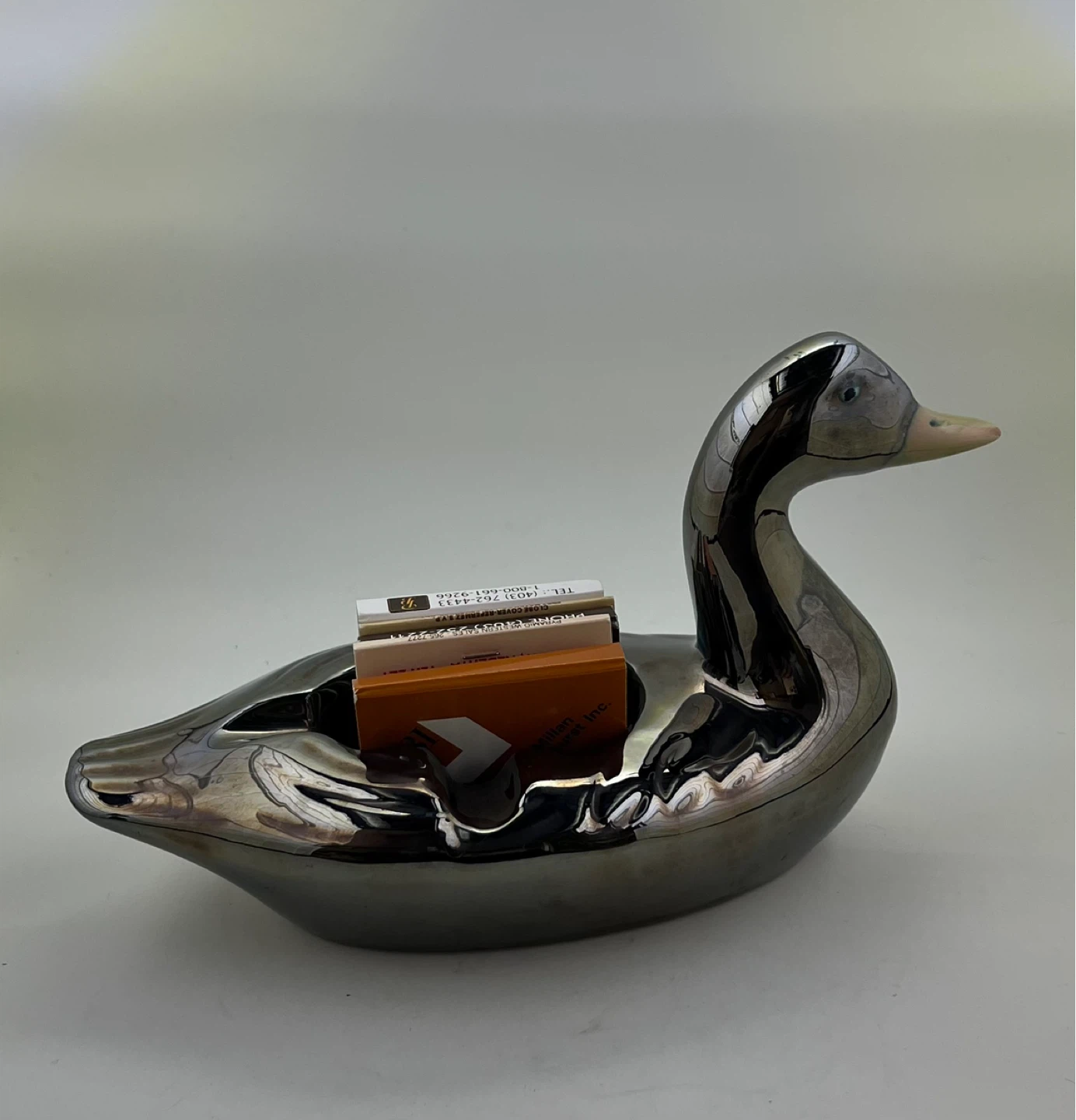 Vintage Iridescent Ceramic Duck Ashtray/Trinket