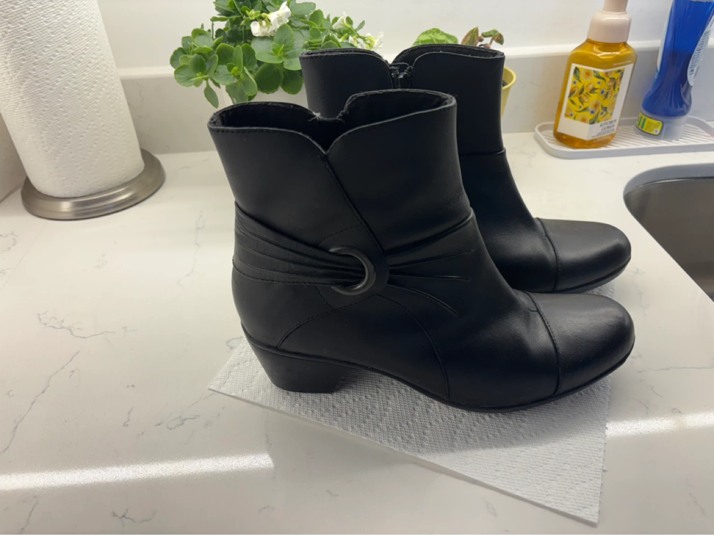 Clarks Black Leather Ankle Boots - Size 10 - photo 2