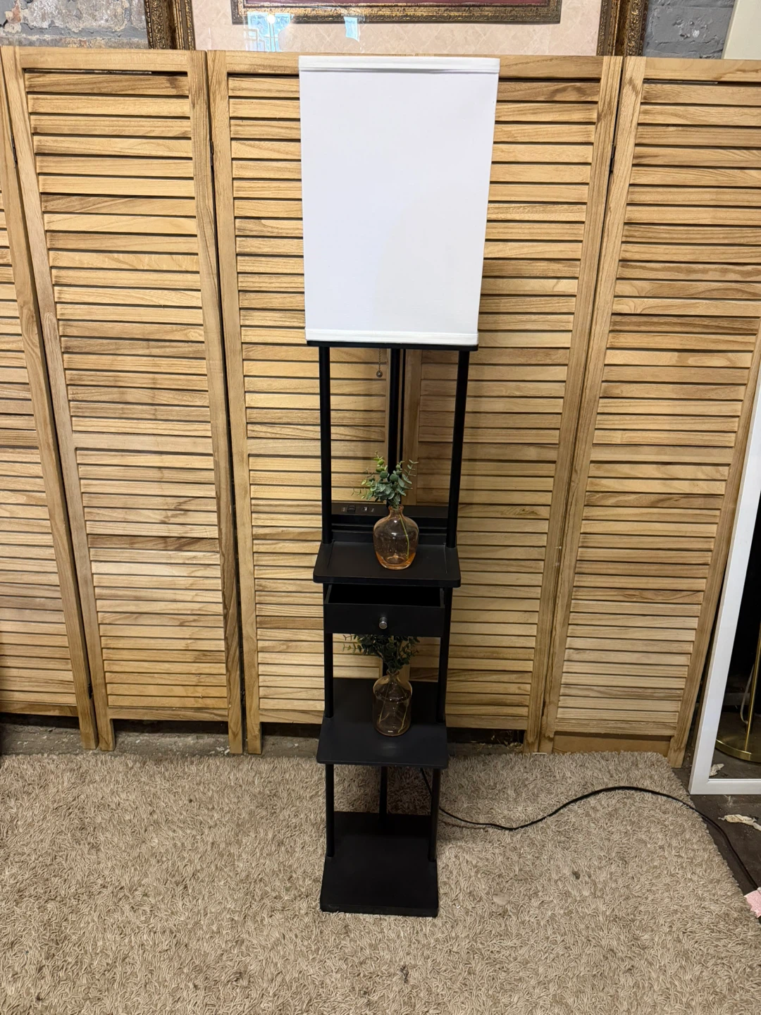Shelf Floor Lamp with USB Charging Port