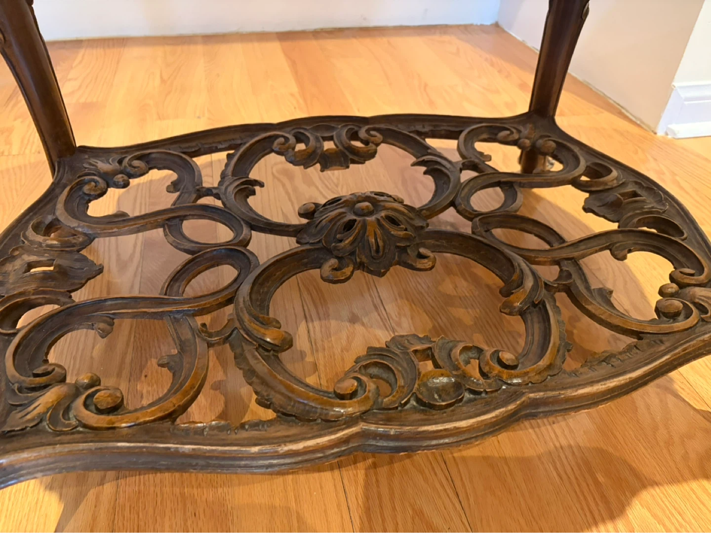 Vintage Ornate Marble Top Side Table