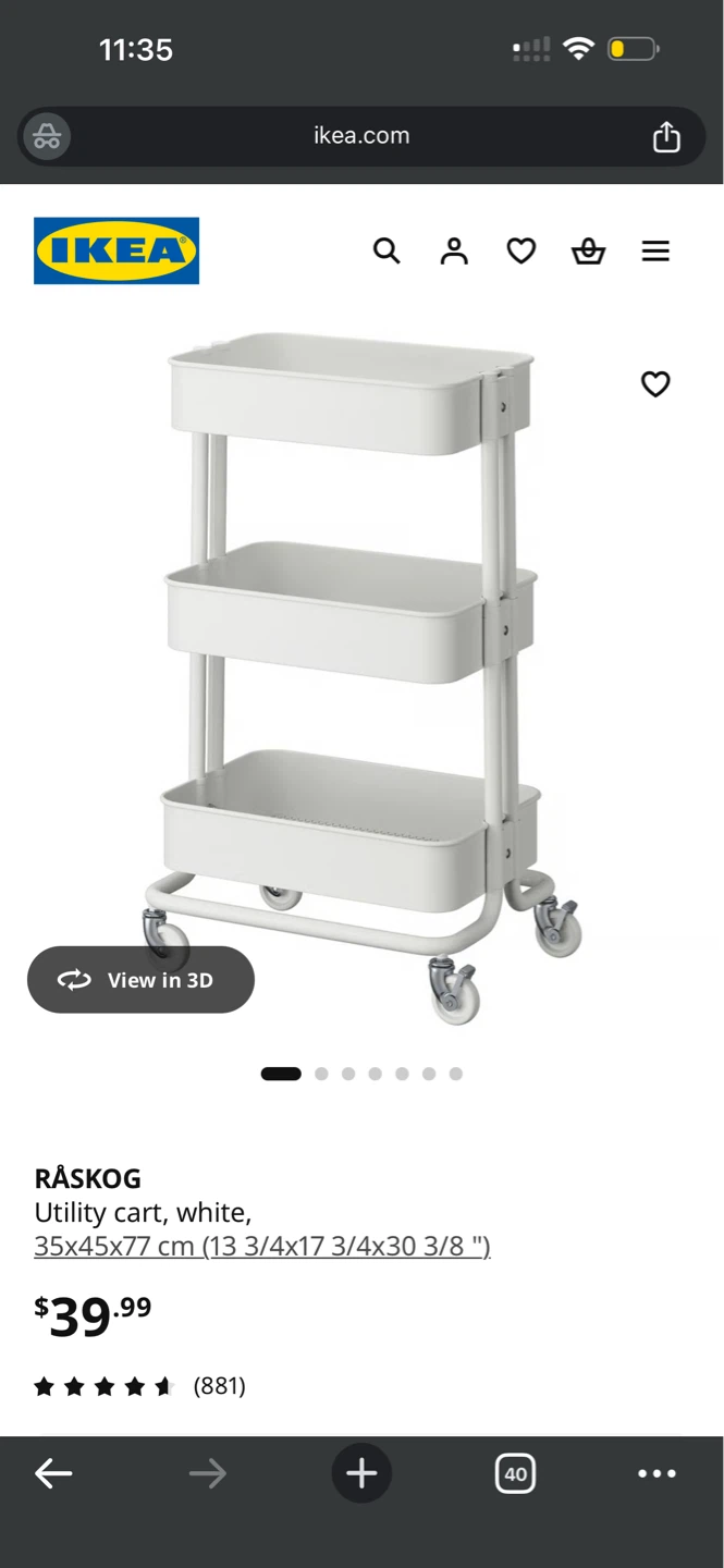 IKEA RASKOG Utility Cart White - photo 2