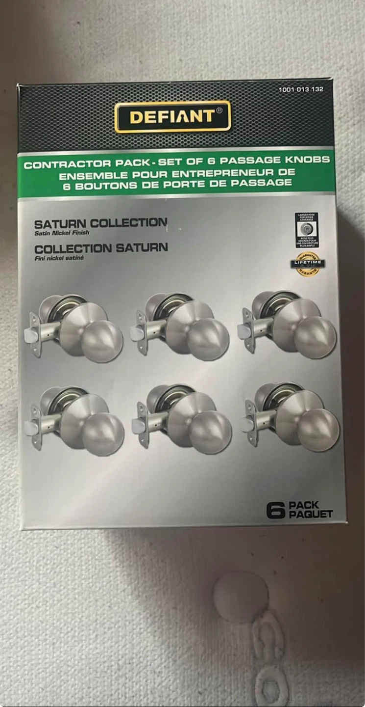Defiant Saturn Collection Satin Nickel Passage Knobs - 6 Pack - photo 4