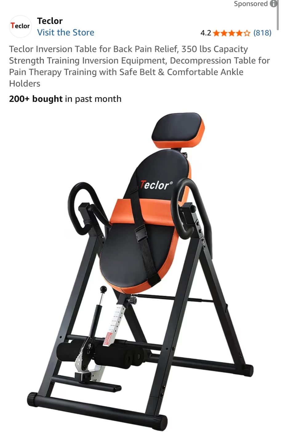 Teclor Inversion Table for Back Pain Relief - photo 4