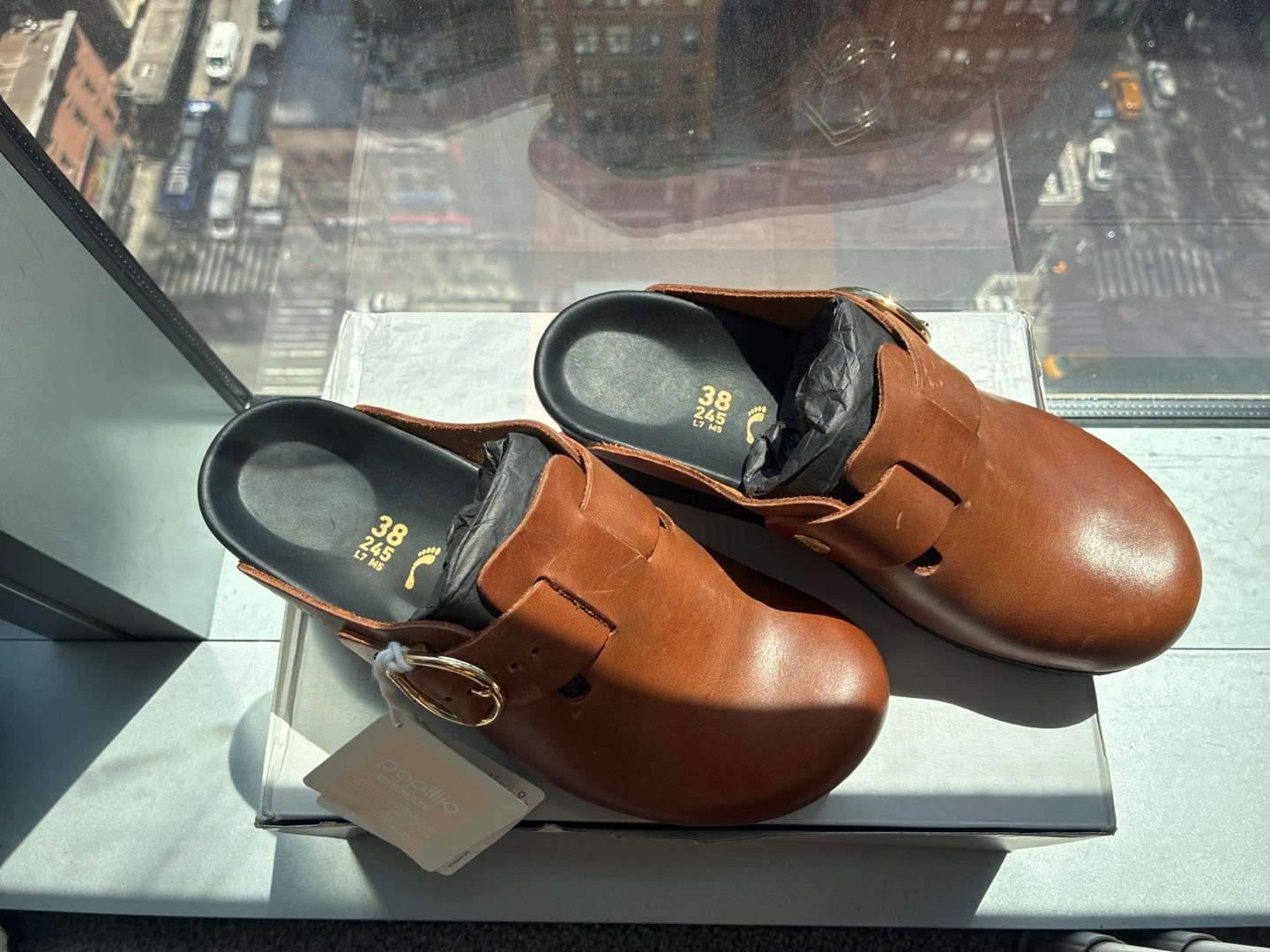 NEW Papillio by Birkenstock Women Buckle Clogs Brown Leather - photo 2
