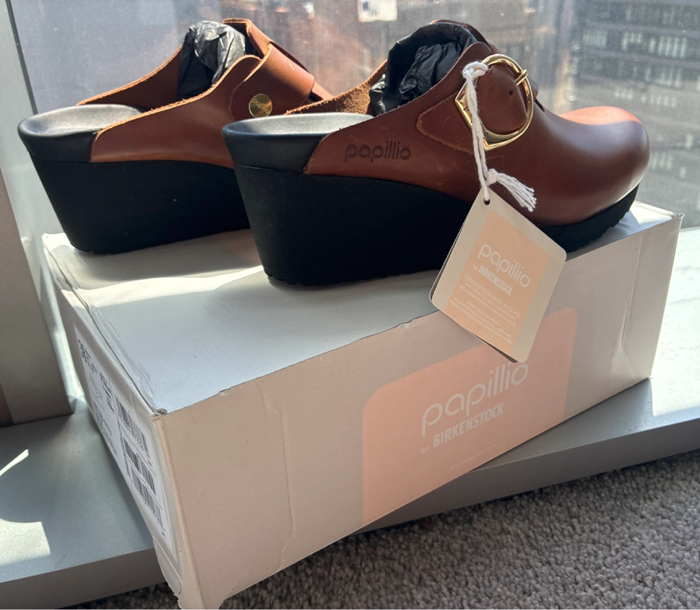 NEW Papillio by Birkenstock Women Buckle Clogs Brown Leather - photo 3