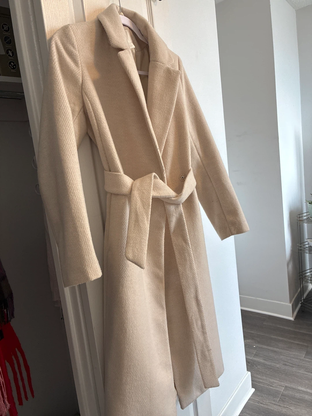 Cream Belted Coat - photo 2