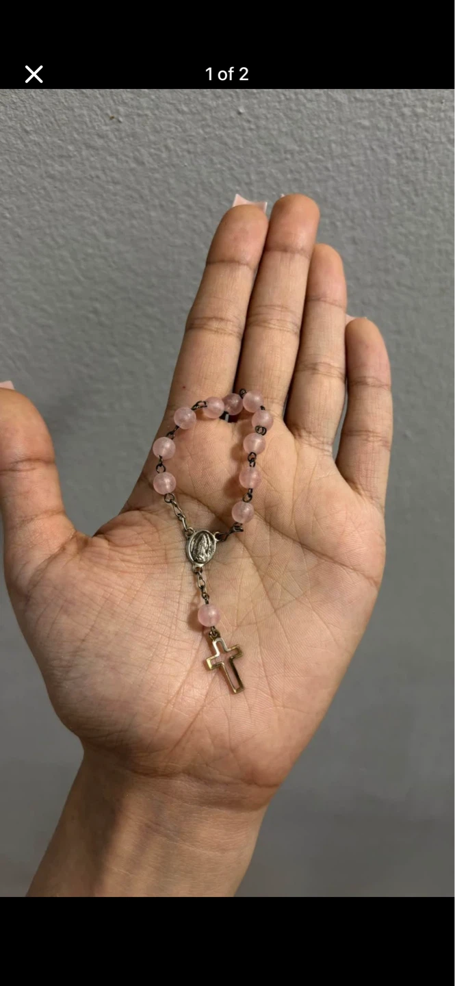 Pink Rosary Bracelet with Crucifix