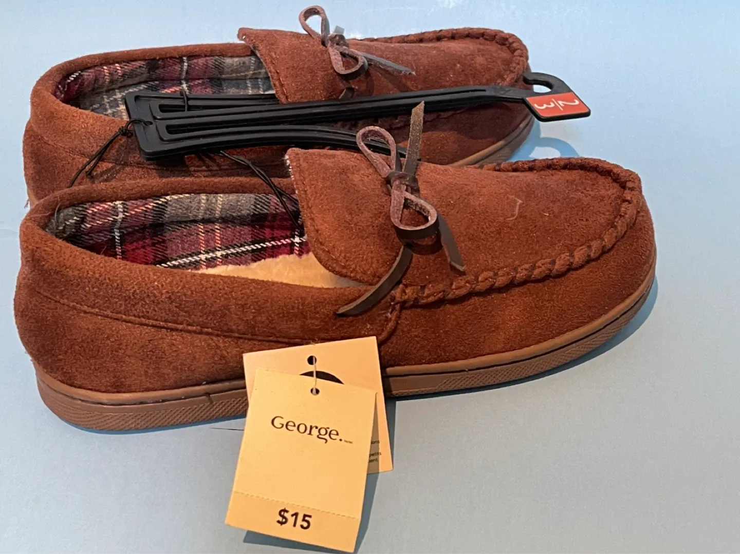 George Toddler Brown Suede Moccasin Slippers Size L (2-3)