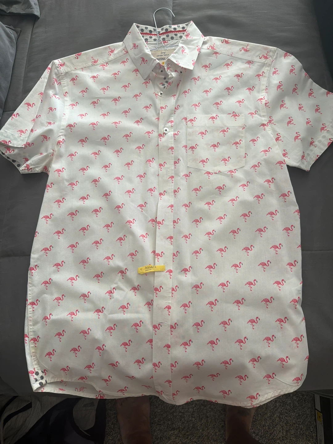 Original Penguin Flamingo Print Short Sleeve Button Up Shirt
