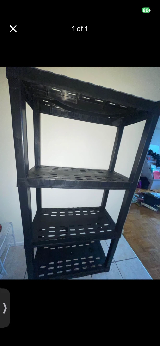 Black 4-Tier Plastic Shelving Unit