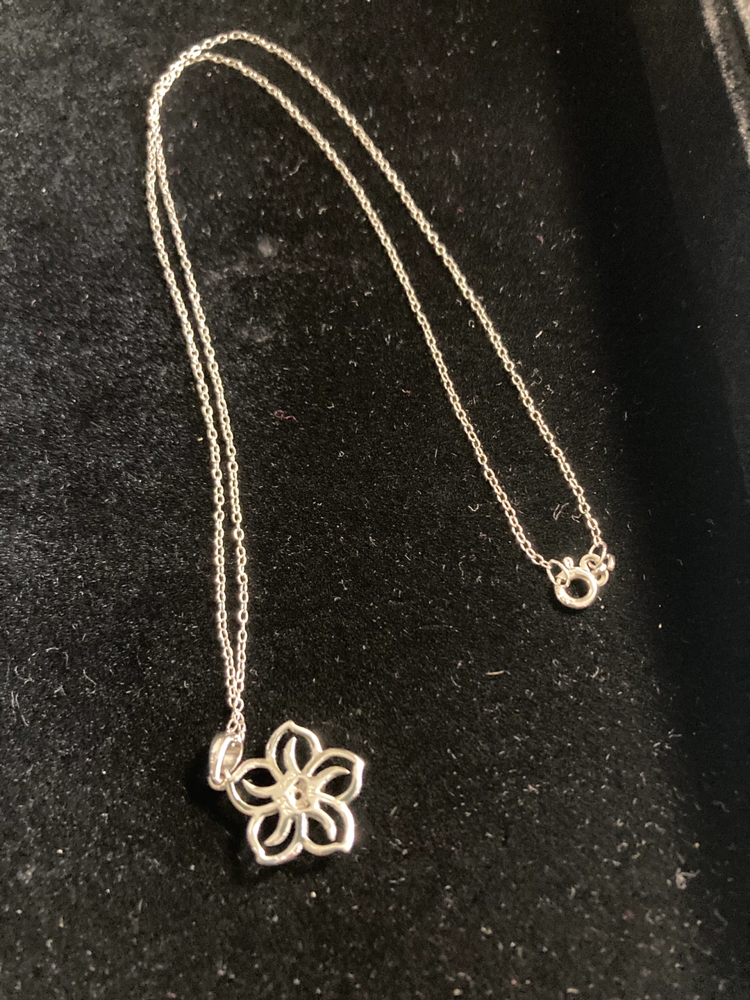 Sterling Silver Flower Pendant Necklace with Red Stones - photo 2