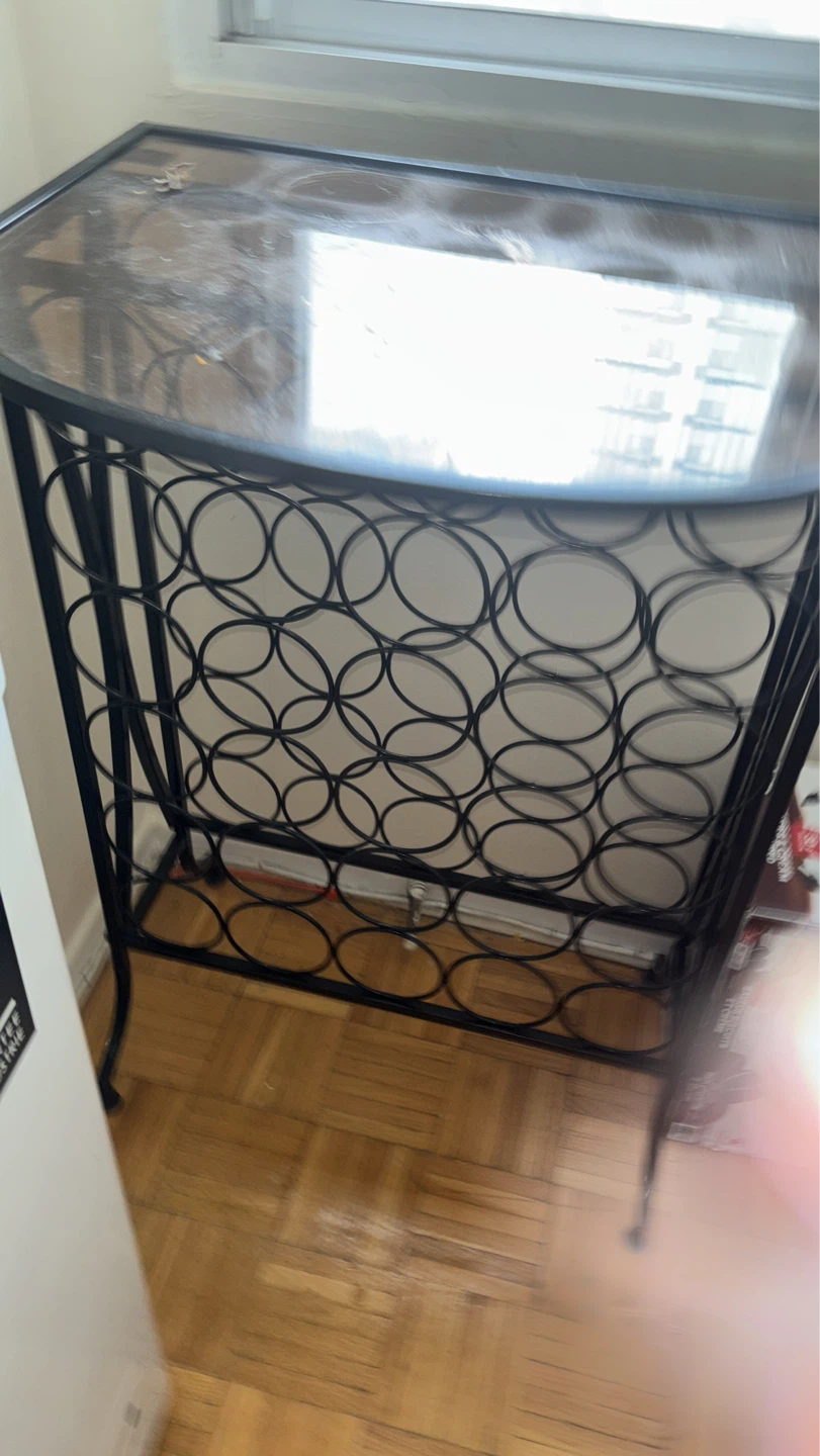 Metal Wine Rack with Glass Top