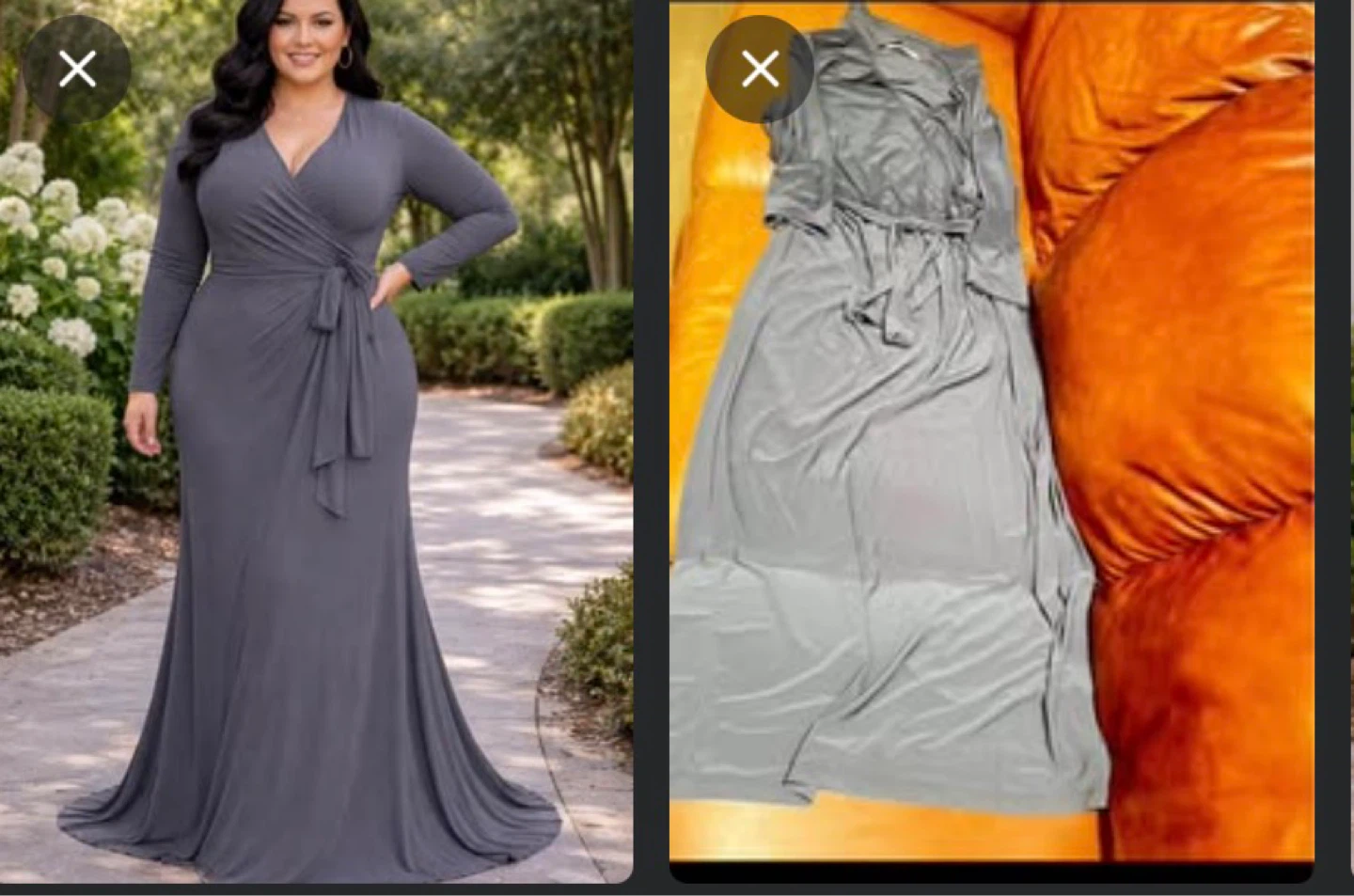 Macy’s Gray Long Sleeve Wrap Maxi Dress