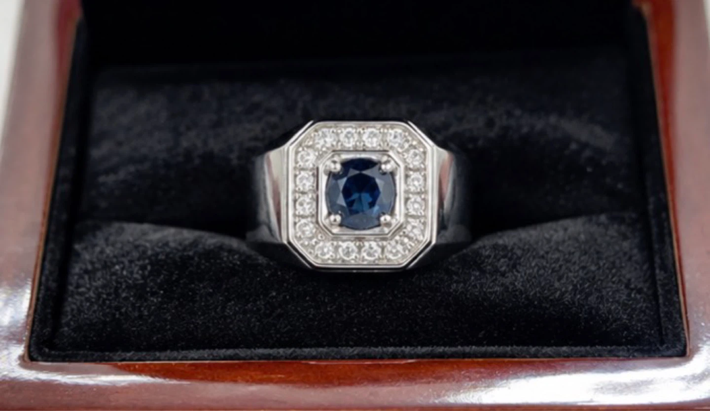 Corona 14K White Gold Sapphire Diamond Ring