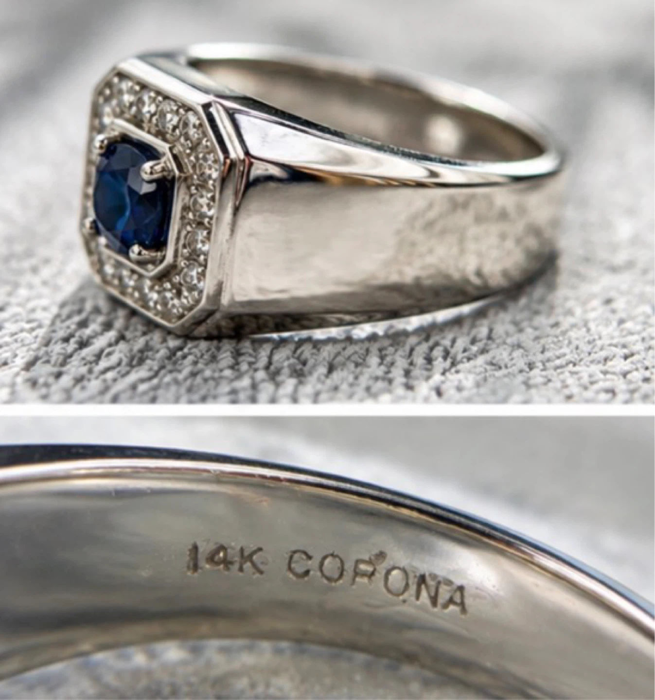 Corona 14K White Gold Sapphire Diamond Ring - photo 2