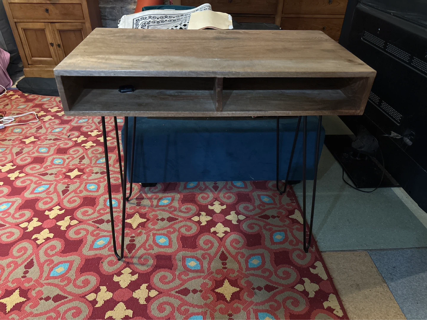 Wooden Side Table with Built-in Power Outlet and USB Ports