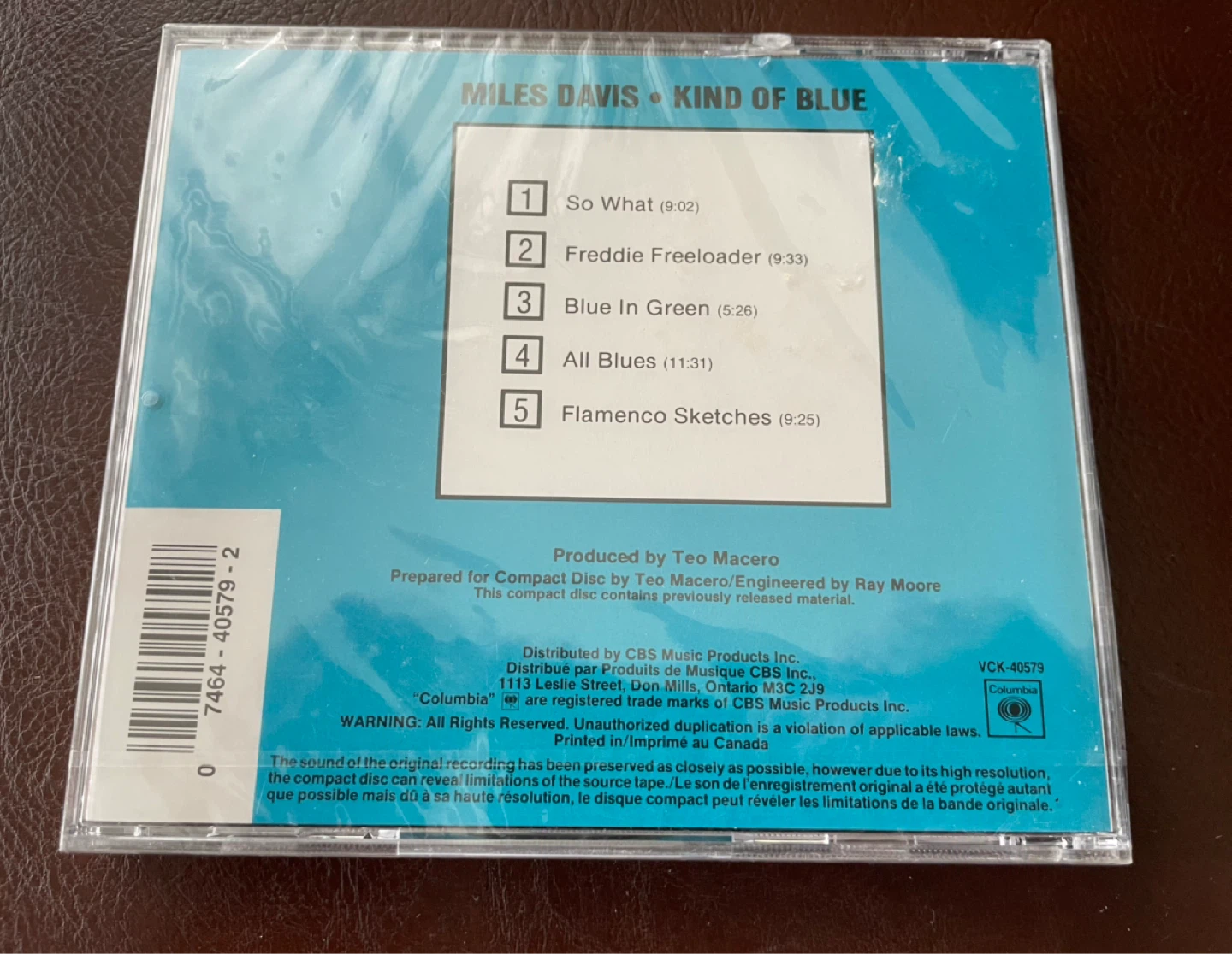 Miles Davis Kind Of Blue Cd *Sealed - photo 2