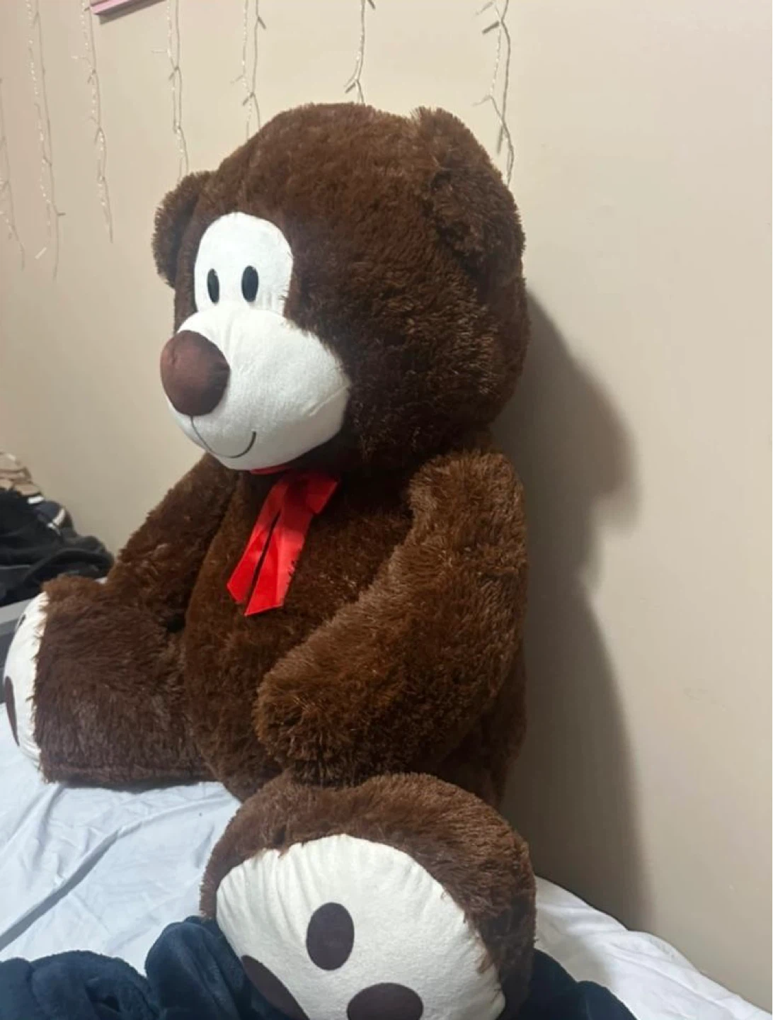 Giant Brown Teddy Bear with Red Bow - photo 3