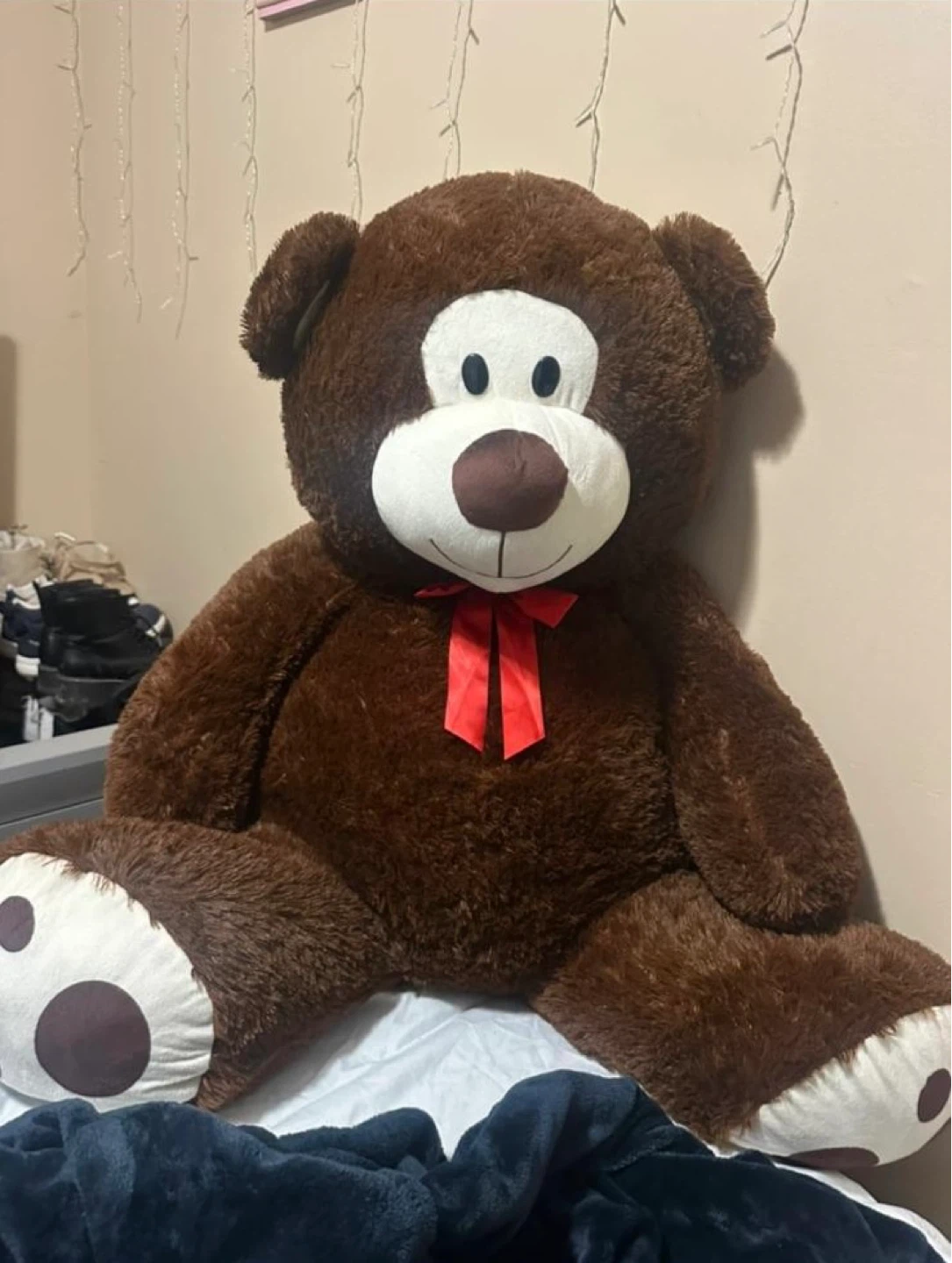 Giant Brown Teddy Bear with Red Bow - photo 2