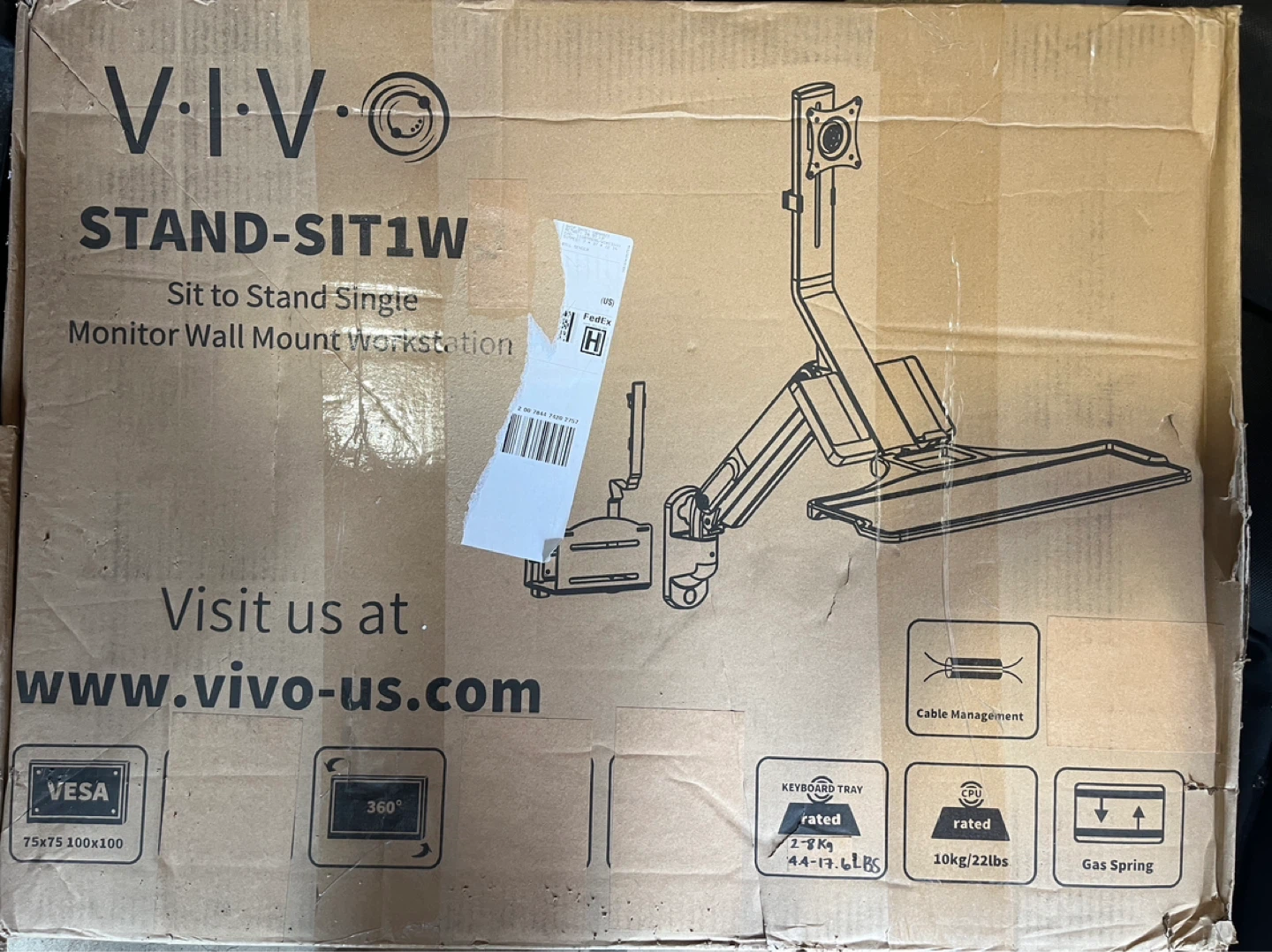 NEW IN BOX Stand/Sit Monitor Wall Mount Workstation
