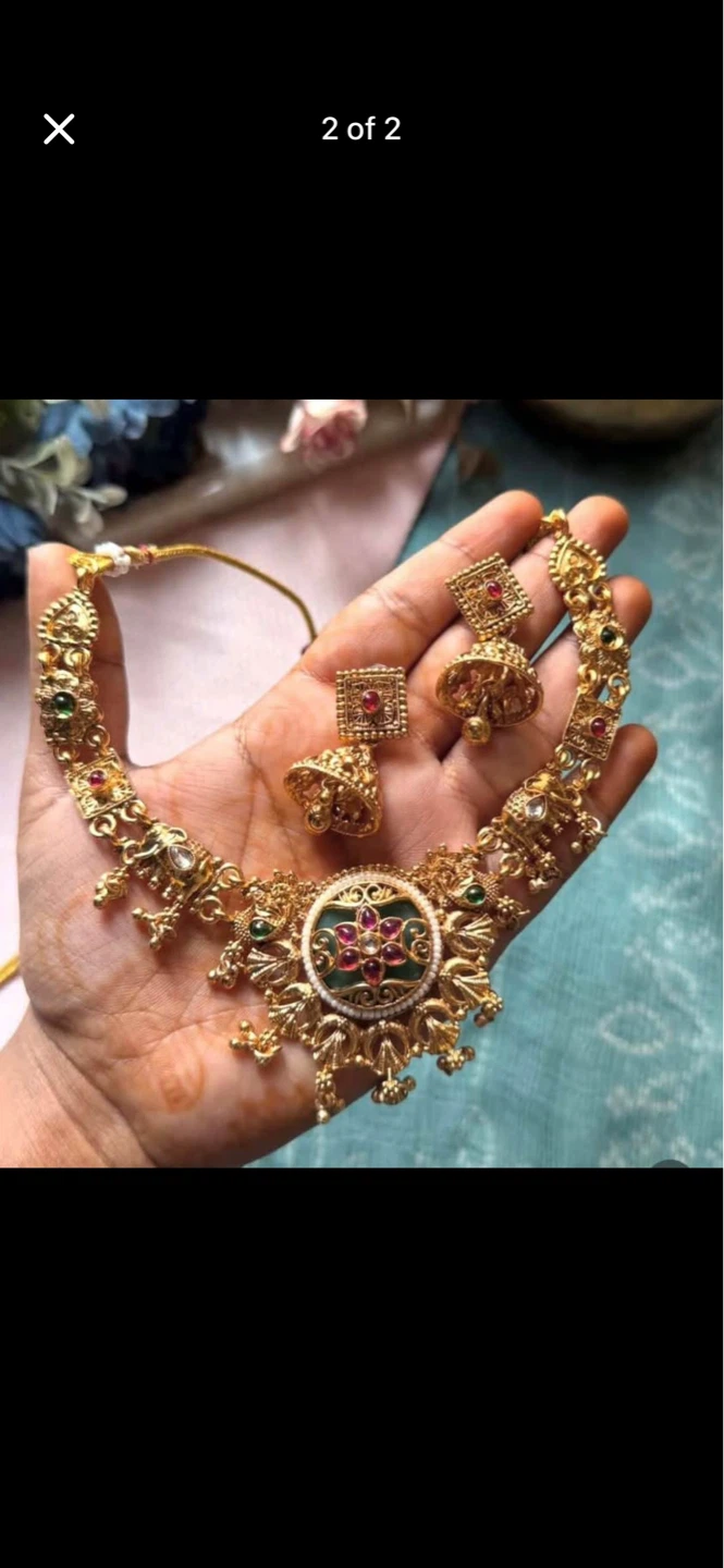Gold Necklace and Earrings Set