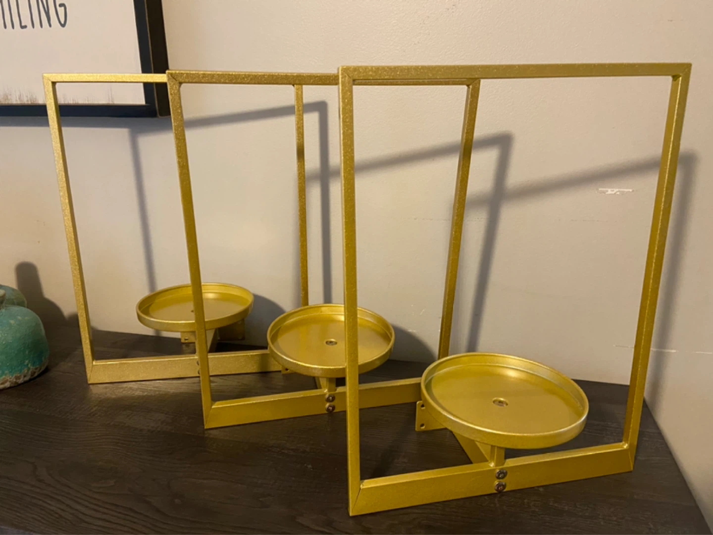 New Picture Frame Wall Plant Stand Holders Set of 3 Gold - photo 3