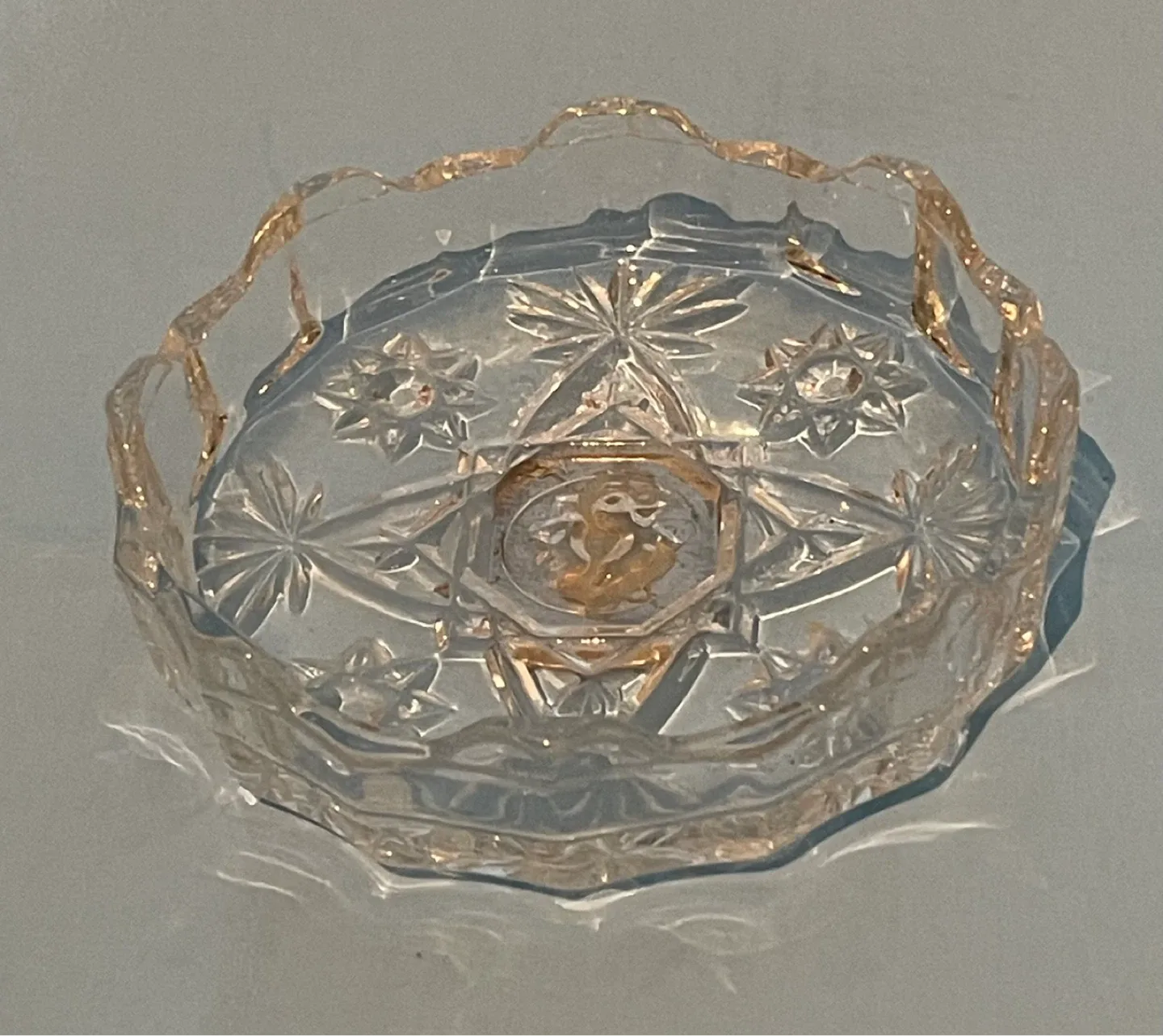 Crystal Ash Tray with Gold Trim and Number 25