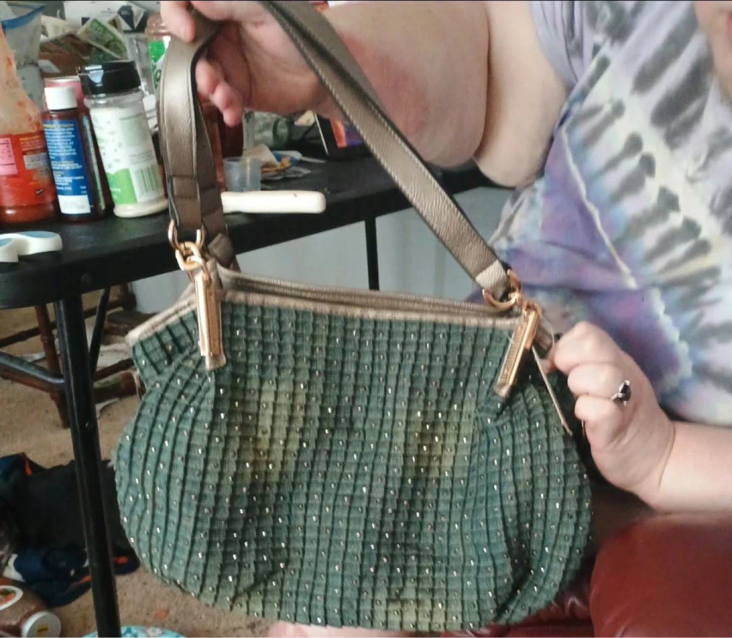 Green Pleated purse