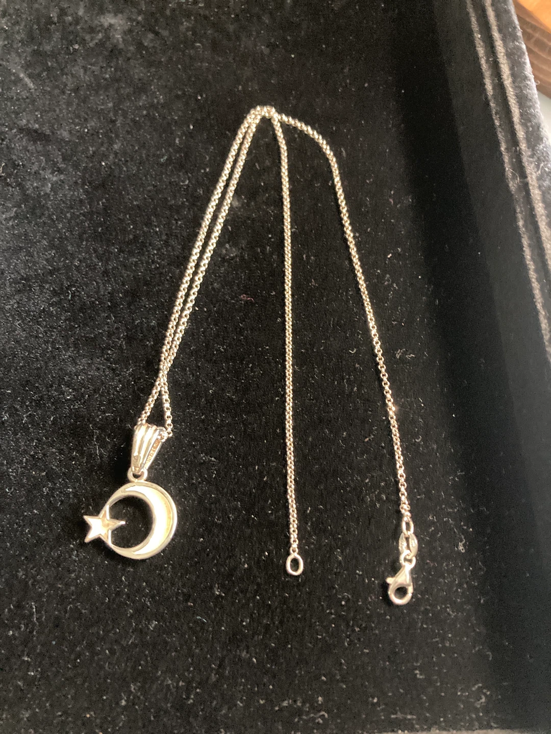 Sterling Silver Crescent Moon and Star Necklace - photo 2